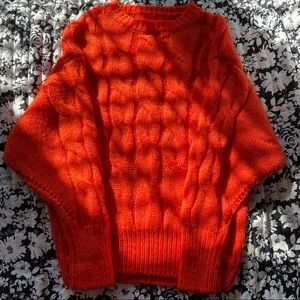 Chunky Knit Bright Orange Sweater